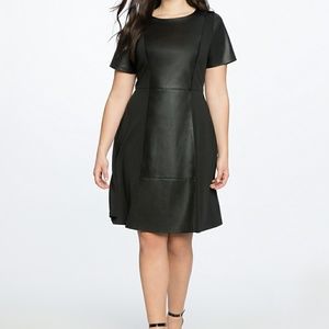 Eloquii Faux Leather and Ponte Mix Dress